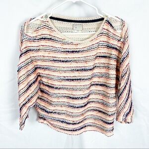 ANTHROPOLOGIE Cropped Open Arm Button Sweater